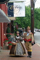 Historical reenactors in front of Jerry's Occoquan Jewelers