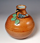“Round Vase with Bird” by Marianne Cordyack (Salt-Fired Pottery)