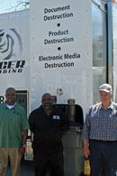 The Gentlemen assisting with secure shredding in the Ebenezer Parking Lot