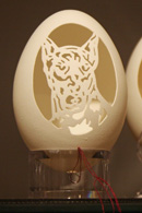 Close-up of one of the Egg Shell Carvings by Tina Kannapel